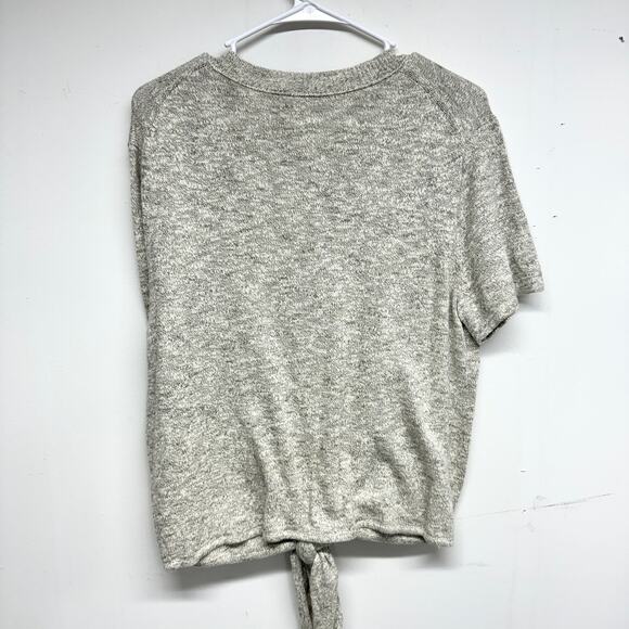 Madewell Top Women's Knot-Front Short Sleeve Knit T-Shirt Gray Size Large - Picture 4 of 4